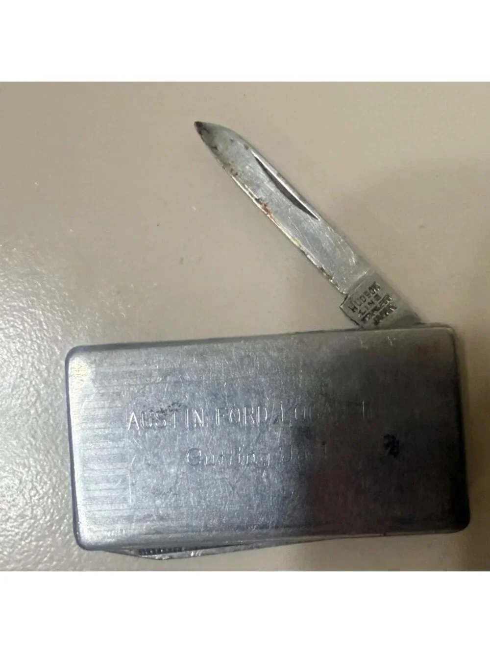 Vintage Hudson Line Utility cutting tool money clip w/Pocket Knife Austin Ford L